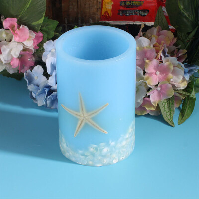 

Seastar&Shell Flameless Led Pillar Candle with TimerBattery Operated 4x6 Inches Blue