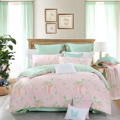 

Mercury Home Textiles Хлопок Четыре листа Хлопчатобумажные комплекты постельного белья Постельные белья Одеяло Обложка Растения Цветочные Двойной 1,8 м Кровать Венецианский сад (светло-розовый)