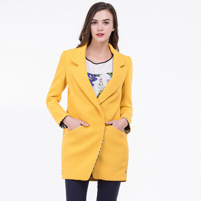 

TMI Mystery Women &39s Spring Suit Collar Tunic Coat 161236 Yellow S