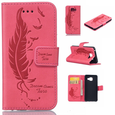 

Light red Plumes and birds Embossed PU Leather Wallet Case Classic Flip Cover with Stand Function and Credit Card Slot for SAMSUNG