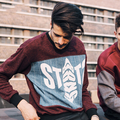

Wei Xiu (viishow) sweater fashion men's round neck sets of head sweater printing sweater men W111953 wine red S