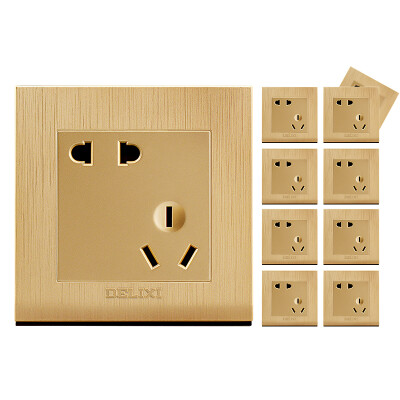 

Delixi DELIXI switch socket panel dislocation five-hole socket ten loaded sets of brushed gold series