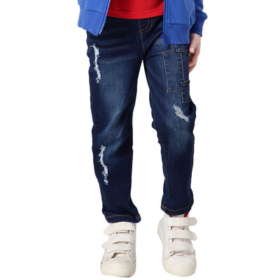 

Xin Song boy personality hole jeans in the big children spring and autumn cowboy casual trousers trousers E060B 130/56