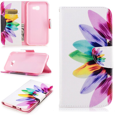 

Seven color flowers Design PU Leather Flip Cover Wallet Card Holder Case for SAMSUNG Galaxy A7 2017