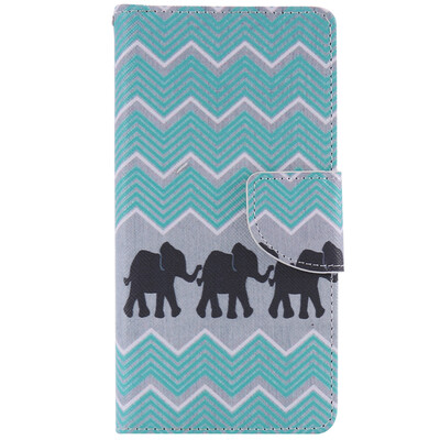 

Elephant Design PU Leather Flip Cover Wallet Card Holder Case for SONY M2