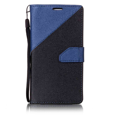 

Black + sapphire blue Design PU Leather Wallet Case Classic Flip Cover with Stand Function and Credit Card Slot for Samsung Galaxy