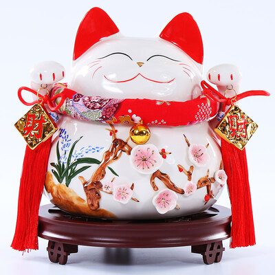 

Тропический лес SS22 Lucky Cat Four Seasons богатый деревянное сиденье большое открытие подарки копилки керамические копилки украшения свадебный подарок, чтобы отправить друзьям магазин, чтобы отправить клиентам креативного дома