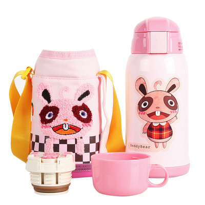 

Cups bear children&39s insulation cups with straws children&39s cups stainless steel baby children&39s insulation pots student cups 600ml upgrade models - pink rabbit