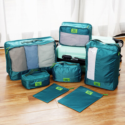 

【Jingdong Supermarket】 Ou Runzhe storage bag travel bag clothing classification finishing cosmetic bag lake blue 7 sets