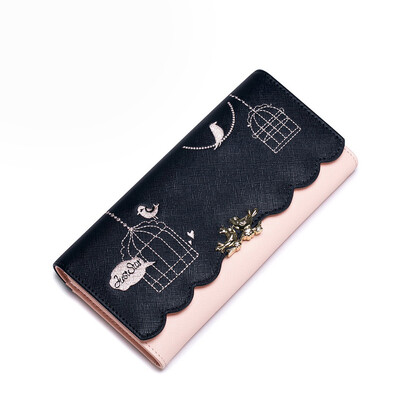 

Europe&Japan JUST STAR wallet women new Japan&South Korea fashion trendy leisure wallet sweet&lovely long paragraph holding bag JS393 indigo