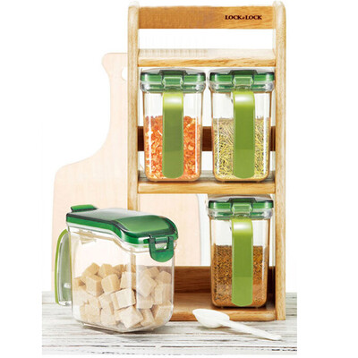 

Замок и замок Приправа Набор для бутылок Набор зеленых рецептов (430 мл приправы * 4 + деревянная полка) HPL949S4