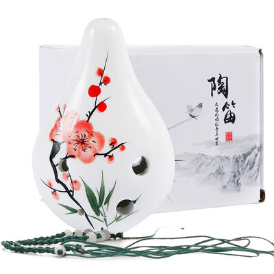 

Acacia LOVEBIRD 6 hole pottery midrange C tone six hole ac painting magnetic flute beginner textbook lanyard XS1028 red plum