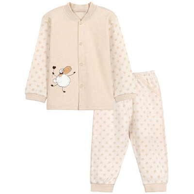 

Xin Song baby jacquard color cotton cardigan suit newborn spring and autumn color cotton underwear shirt pants suit shallow card of its lamb C282D66