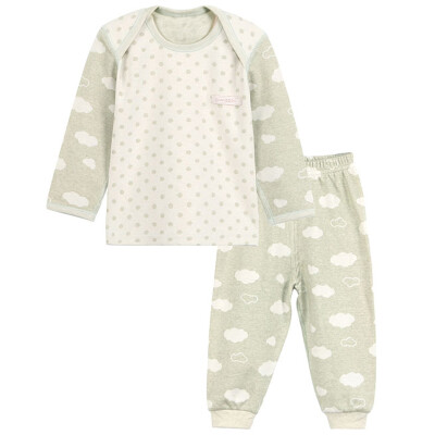 

Xin Song baby jacquard color cotton envelope collar suit newborn spring and autumn color cotton underwear shirt pants suit natural green cloud Duo point C296D80