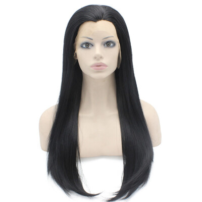 

Long Straight Black Natural Heat Resistant Synthetic Lace Front Wig