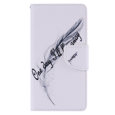 

Feather Design PU Leather Flip Cover Wallet Card Holder Case for SONY M5