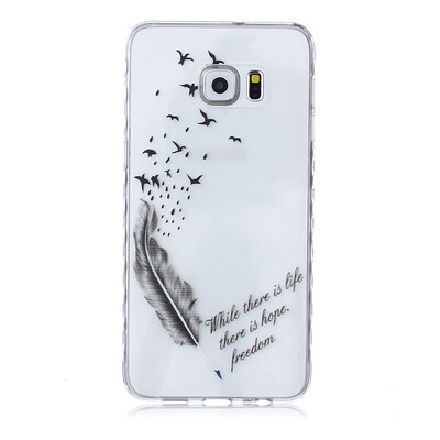 

Feathers&birds Pattern Soft Thin TPU Rubber Silicone Gel Case Cover for SAMSUNG GALAXY S6 Edge Plus