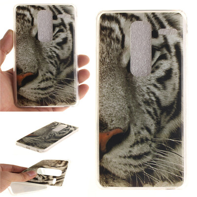 

White Tiger Pattern Soft Thin TPU Rubber Silicone Gel Case Cover for LG Class/Zero