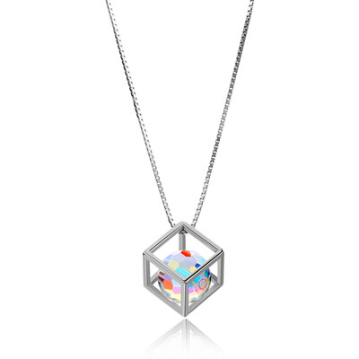 

Static style heart eternal S925 silver with Swarovski element crystal necklace female Valentine's Day gift hollow three-dimensional crystal crystal pendant silver
