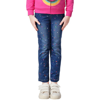 

Cute Songs Girls Colorful Pointing Casual Jeans Big Child Spring & Autumn Cowboy Casual Pants Pants E056B 130/56