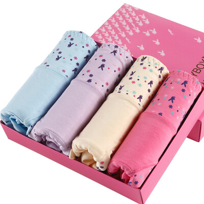 

Playboy Ladies Underwear 95 Cotton Sexy Fashion Print Waist Pants Women Four Dresses 16085 L