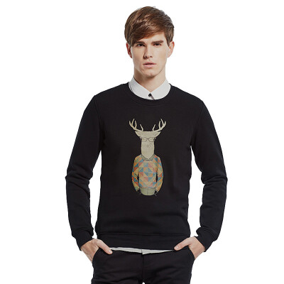 

Antarctic Sweater Men's Simple Casual Men's Deer Printed Round Collar Long Sleeve Sweater NJR820 Navy 2XL