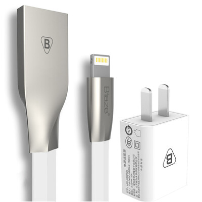 

BIAZE Apple 876 data cable zinc alloy 12 m white 5V 1A mobile phone charger iPhone5 6s 7 Plus 8 X new iPad Air Mini package M1 K8
