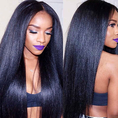 

NLW Brazilian virgin human hair Yaki straight Glueless Full lace wigs for black women