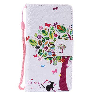 

Tree and Cat Design PU Leather Flip Cover Wallet Card Holder Case for SAMSUNG A310 A32016