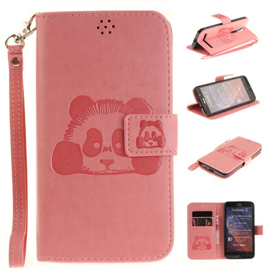 

Розовый Panda Стиль Тиснение Классический откидная крышка с подставкой Функция и слот кредитной карты для ASUS ZenFone 2 ZE551ML