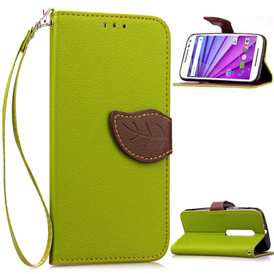 

Green Design PU Leather Flip Cover Wallet Card Holder Case for Moto X Play/XT1561
