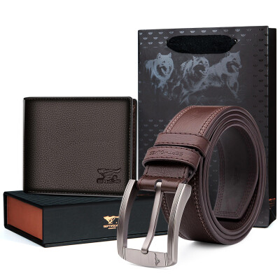 

Seven wolves SEPTWOLVES men&39s wallet belt gift box business casual tide male needle buckle waistband first layer of leather short paragraph wallet suit gift L9789 brown