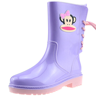 

PaulFrank mouth monkey rain boots fashion boots in the tube after the series with water shoes PF1002 purple 40 yards