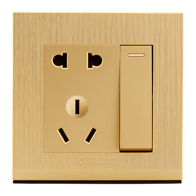 

Delixi (DELIXI) пять отверстий переключатель гнездо панели USB разъем серии матового золота