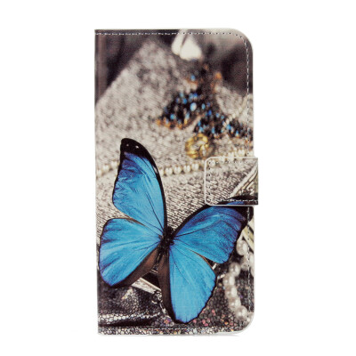 

Blue Butterfly Design PU Leather Flip Cover Wallet Card Holder Case for Samsung J2 Prime