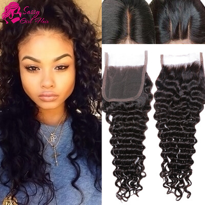 

High Quality Brazillian Deep Wave Closure Wet And Wavy Closure Deep Curl Brazilian Water Wave Closure 44 Lace Closure Deep Wave