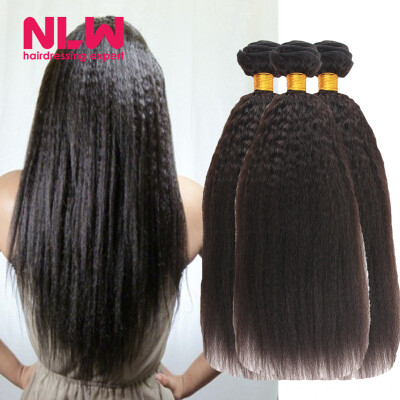 

N.L.W. 10A Brazilian virgin human hair 3 bundles Kinky straight hair extensions