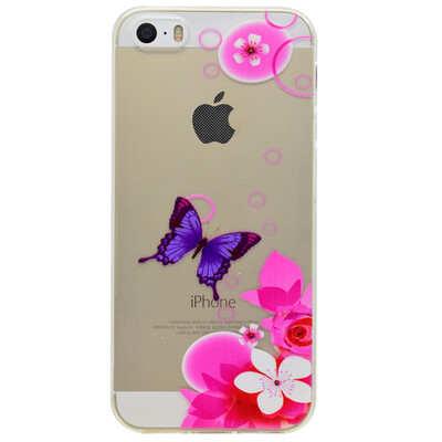 

Pink Butterfly Pattern Soft Thin TPU Rubber Silicone Gel Case Cover for IPHONE 55S5SE