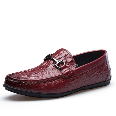 

Playboy (PLAYBOY) Мужская классическая деловая повседневная кожаная обувь Crocodile Velcro Shoes Повседневная обувь для горошек Мужская обувь Wine Red 43
