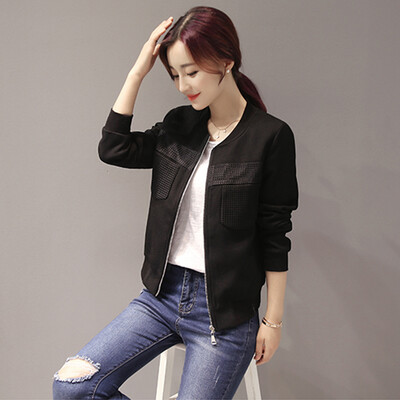 

VIVAHEART Korean Slim Fashion Lifestyle Simple Round Collar Long Sleeve Baseball Skirt Short Jacket VWJK169431 White M