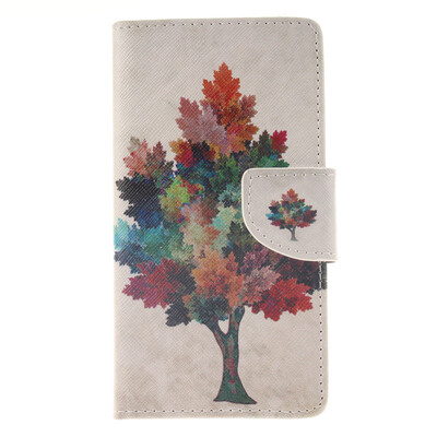 

Colorful tree Design PU Leather Flip Cover Wallet Card Holder Case for Sony Xperia M4