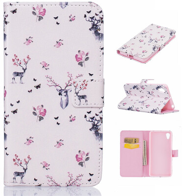 

Deer Design PU Leather Flip Cover Wallet Card Holder Case for SONY Xperia X