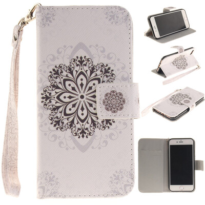 

Datura flowers Design PU Leather Flip Cover Wallet Card Holder Case for IPHONE 7