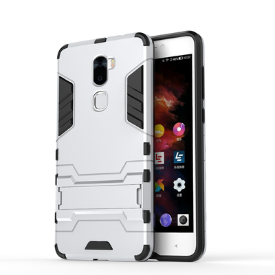 

Silver Slim Robot Armor Kickstand Shockproof Hard Rugged Rubber Back Case For Coolpad Cool 1