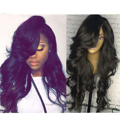 

130 density Brazilian Virgin Human Hair Glueless Lace Front Wigs Body Wave Lace Front Human Hair Wig With Bangs