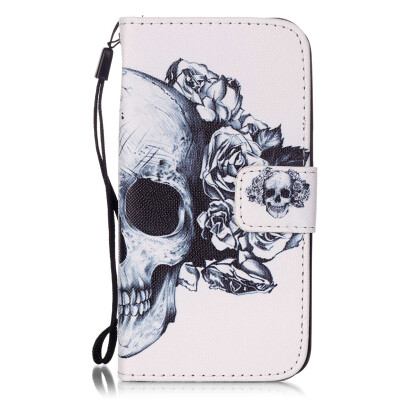 

Skull Design PU Leather Flip Cover Wallet Card Holder Case for LG K4