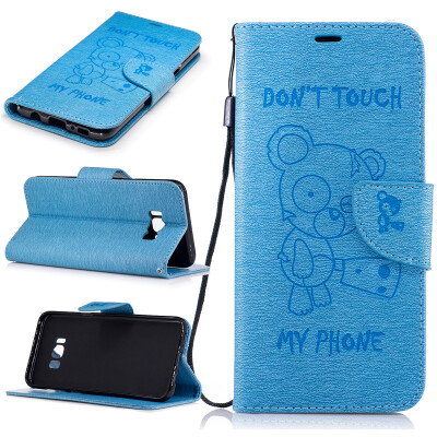 

Light blue Bear Style Embossing Classic Flip Cover with Stand Function and Credit Card Slot for SAMSUNG Galaxy S8 Plus/S8 Edge