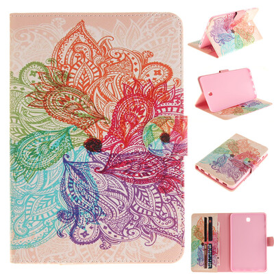 

Colorful flowers Style Embossing Classic Flip Cover with Stand Function and Credit Card Slot for SAMSUNG GALAXY Tab S2 8.0 T715C