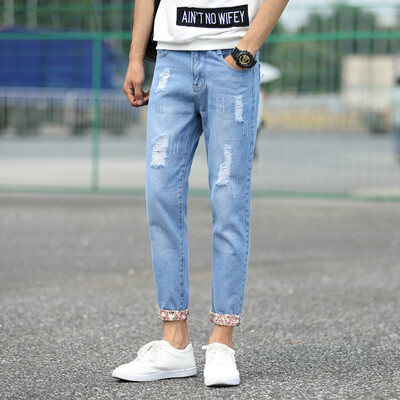 

DAVID.ANN jeans men's casual simple pants in the waist jeans trousers K5201 blue 30