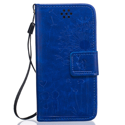 

Blue Lovers and Dandelion Style Embossing Classic Flip Cover with Stand Function and Credit Card Slot for IPHONE 5/5S/5SE
